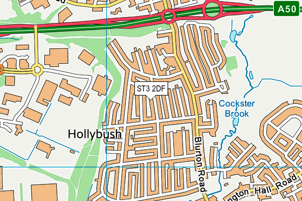 ST3 2DF map - OS VectorMap District (Ordnance Survey)