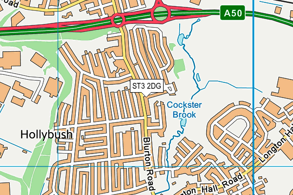 ST3 2DG map - OS VectorMap District (Ordnance Survey)