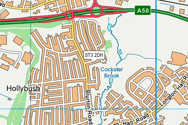 ST3 2DH map - OS VectorMap District (Ordnance Survey)