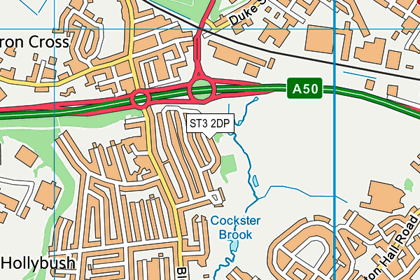 ST3 2DP map - OS VectorMap District (Ordnance Survey)