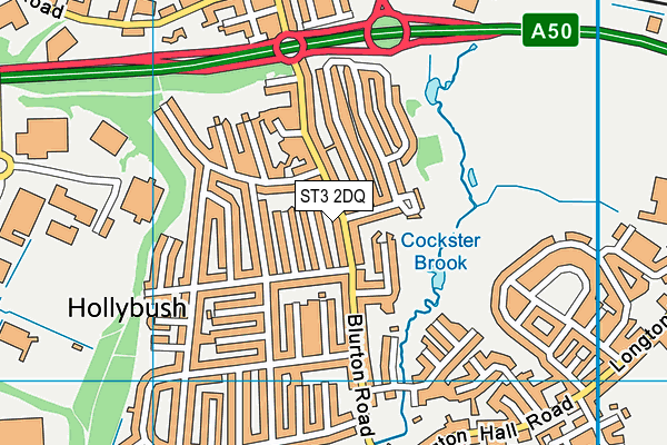 ST3 2DQ map - OS VectorMap District (Ordnance Survey)