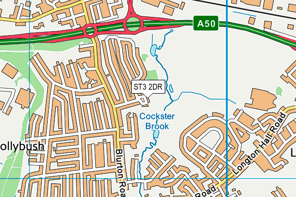 ST3 2DR map - OS VectorMap District (Ordnance Survey)