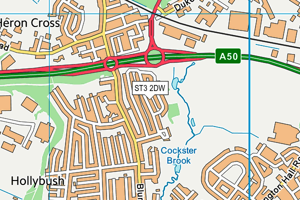 ST3 2DW map - OS VectorMap District (Ordnance Survey)