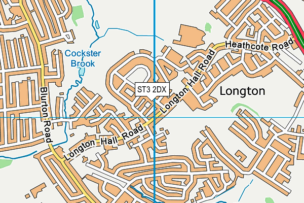 ST3 2DX map - OS VectorMap District (Ordnance Survey)