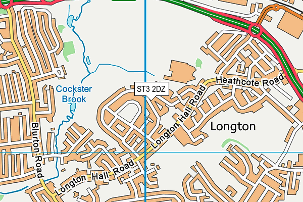 ST3 2DZ map - OS VectorMap District (Ordnance Survey)