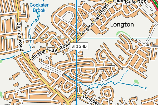 ST3 2HD map - OS VectorMap District (Ordnance Survey)