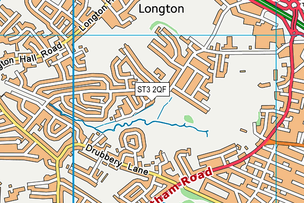 ST3 2QF map - OS VectorMap District (Ordnance Survey)