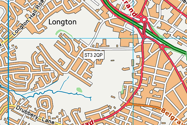 ST3 2QP map - OS VectorMap District (Ordnance Survey)