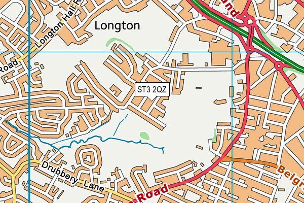 ST3 2QZ map - OS VectorMap District (Ordnance Survey)