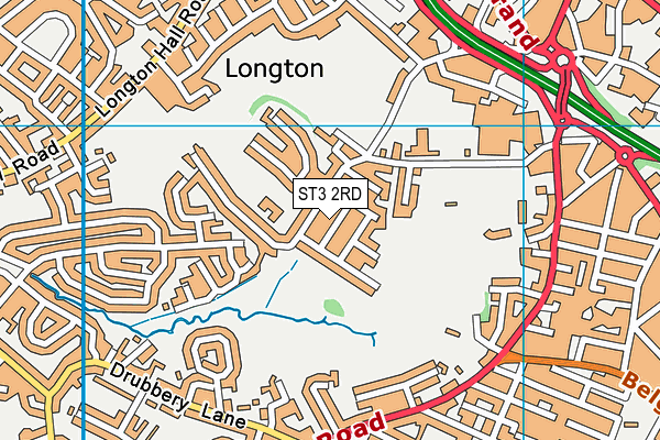 ST3 2RD map - OS VectorMap District (Ordnance Survey)