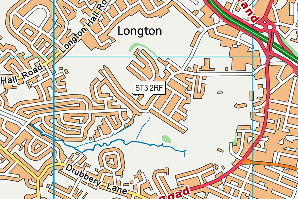 ST3 2RF map - OS VectorMap District (Ordnance Survey)