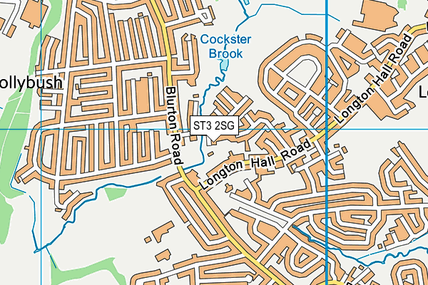 ST3 2SG map - OS VectorMap District (Ordnance Survey)