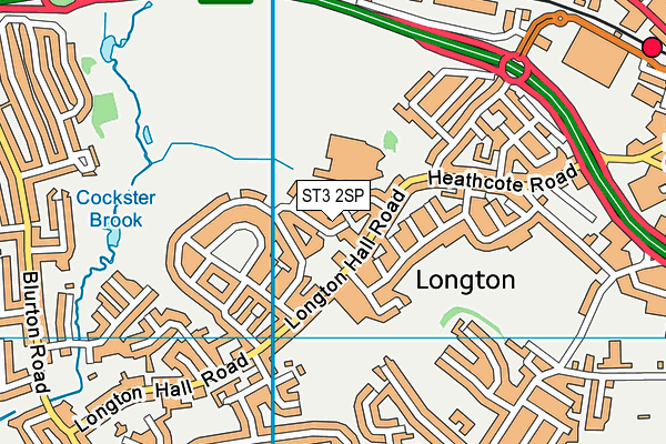 ST3 2SP map - OS VectorMap District (Ordnance Survey)