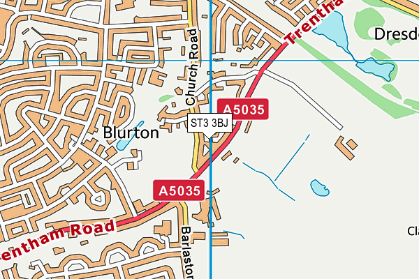 ST3 3BJ map - OS VectorMap District (Ordnance Survey)