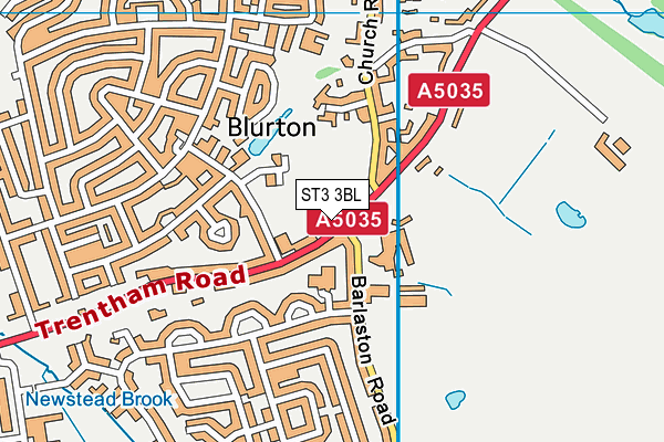 Longton Cricket Club map (ST3 3BL) - OS VectorMap District (Ordnance Survey)