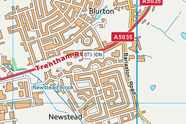 ST3 3DN map - OS VectorMap District (Ordnance Survey)