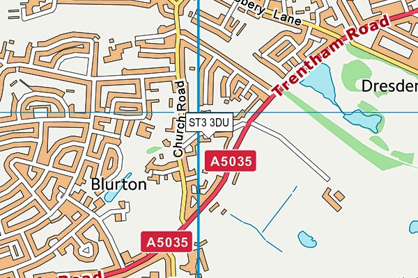 ST3 3DU map - OS VectorMap District (Ordnance Survey)