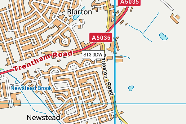 ST3 3DW map - OS VectorMap District (Ordnance Survey)