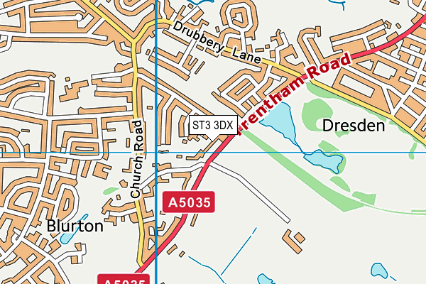 ST3 3DX map - OS VectorMap District (Ordnance Survey)