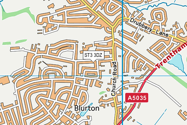ST3 3DZ map - OS VectorMap District (Ordnance Survey)