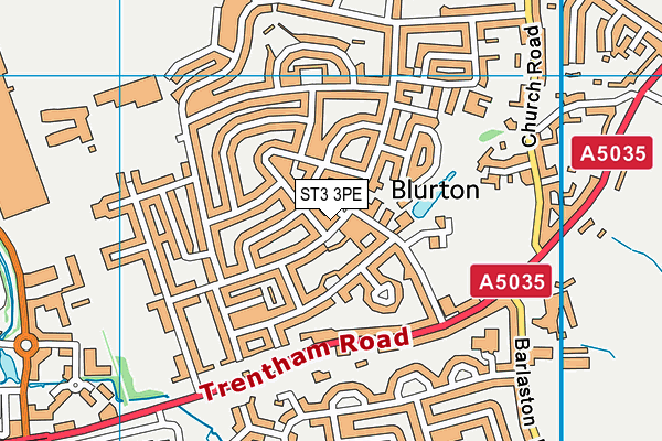 ST3 3PE map - OS VectorMap District (Ordnance Survey)