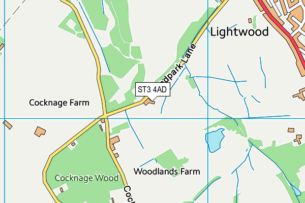 Lightwood Golf Driving Range map (ST3 4AD) - OS VectorMap District (Ordnance Survey)