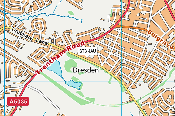 ST3 4AU map - OS VectorMap District (Ordnance Survey)