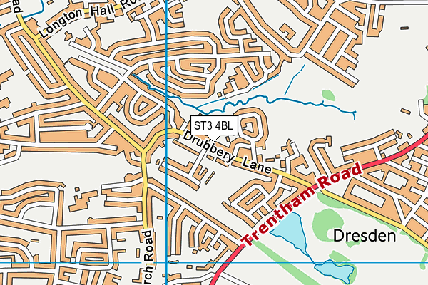 ST3 4BL map - OS VectorMap District (Ordnance Survey)