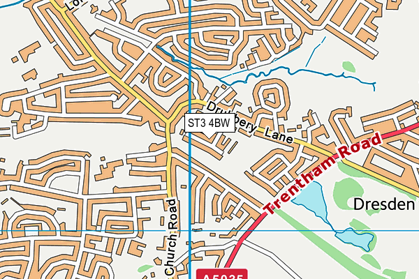 ST3 4BW map - OS VectorMap District (Ordnance Survey)