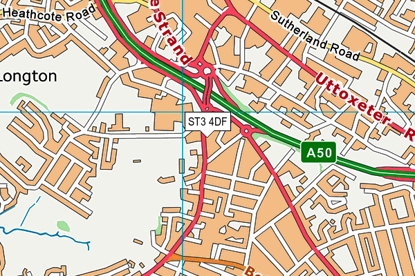 ST3 4DF map - OS VectorMap District (Ordnance Survey)