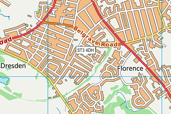 ST3 4DH map - OS VectorMap District (Ordnance Survey)