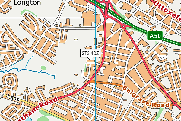 ST3 4DZ map - OS VectorMap District (Ordnance Survey)