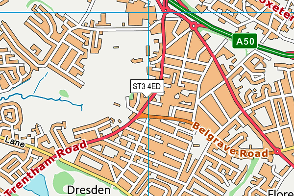 ST3 4ED map - OS VectorMap District (Ordnance Survey)