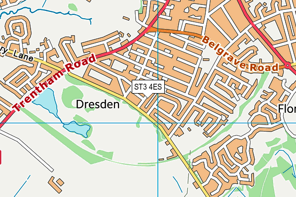 ST3 4ES map - OS VectorMap District (Ordnance Survey)