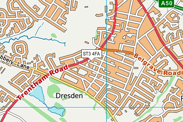 ST3 4FA map - OS VectorMap District (Ordnance Survey)