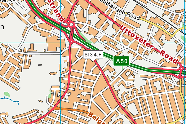 ST3 4JF map - OS VectorMap District (Ordnance Survey)