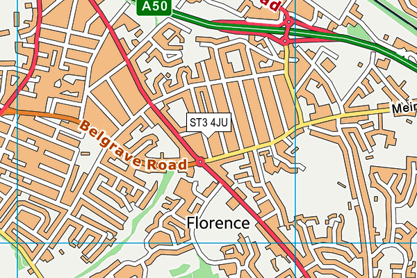 ST3 4JU map - OS VectorMap District (Ordnance Survey)