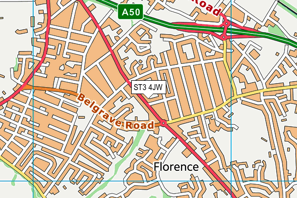 ST3 4JW map - OS VectorMap District (Ordnance Survey)