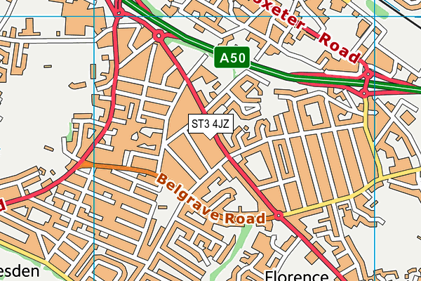 ST3 4JZ map - OS VectorMap District (Ordnance Survey)