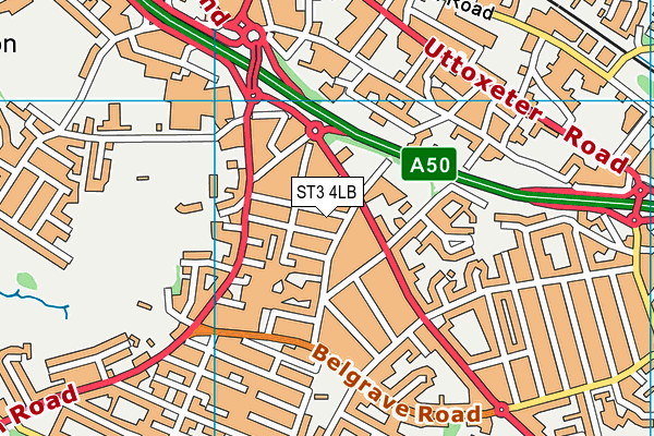 ST3 4LB map - OS VectorMap District (Ordnance Survey)