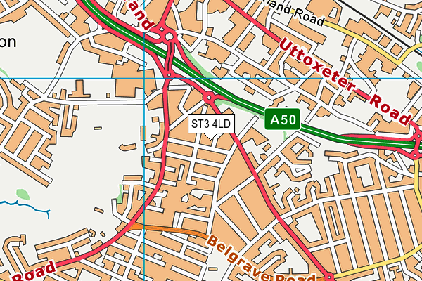 ST3 4LD map - OS VectorMap District (Ordnance Survey)