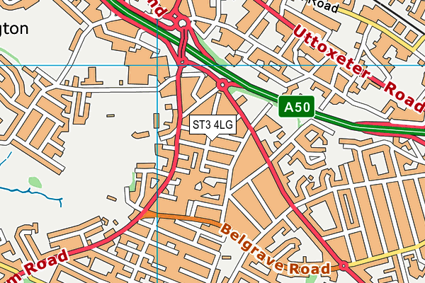 ST3 4LG map - OS VectorMap District (Ordnance Survey)