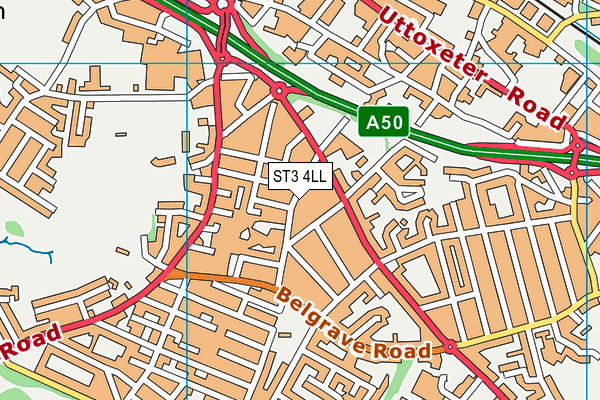 ST3 4LL map - OS VectorMap District (Ordnance Survey)