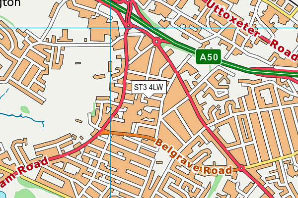 ST3 4LW map - OS VectorMap District (Ordnance Survey)