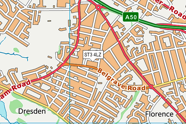 ST3 4LZ map - OS VectorMap District (Ordnance Survey)