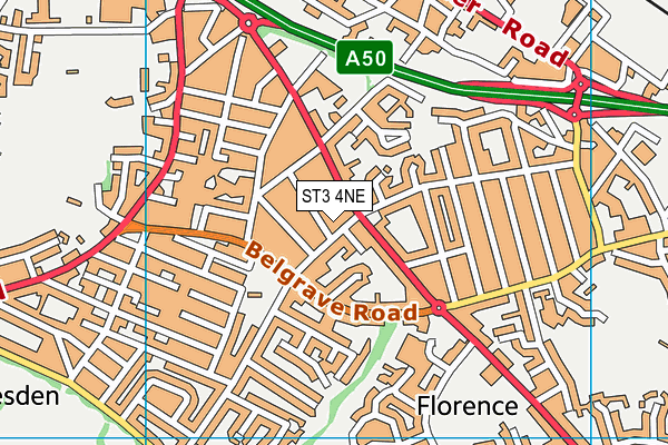 ST3 4NE map - OS VectorMap District (Ordnance Survey)