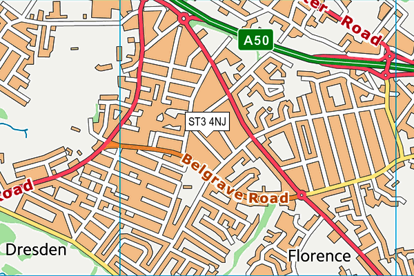 ST3 4NJ map - OS VectorMap District (Ordnance Survey)