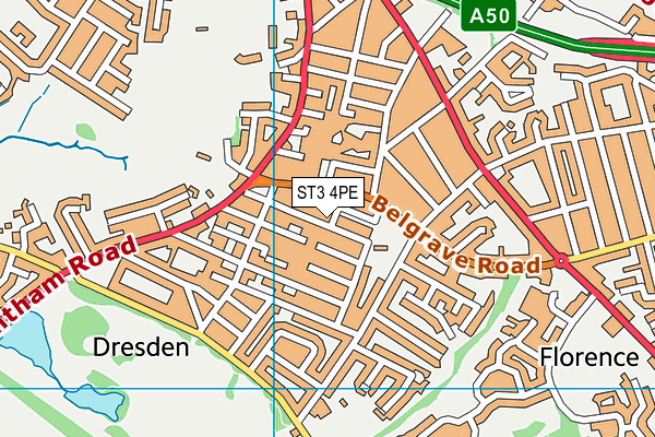 ST3 4PE map - OS VectorMap District (Ordnance Survey)