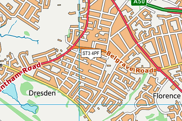 ST3 4PF map - OS VectorMap District (Ordnance Survey)