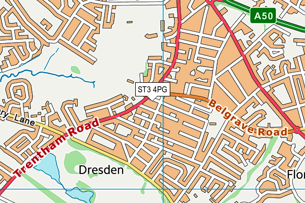 ST3 4PG map - OS VectorMap District (Ordnance Survey)